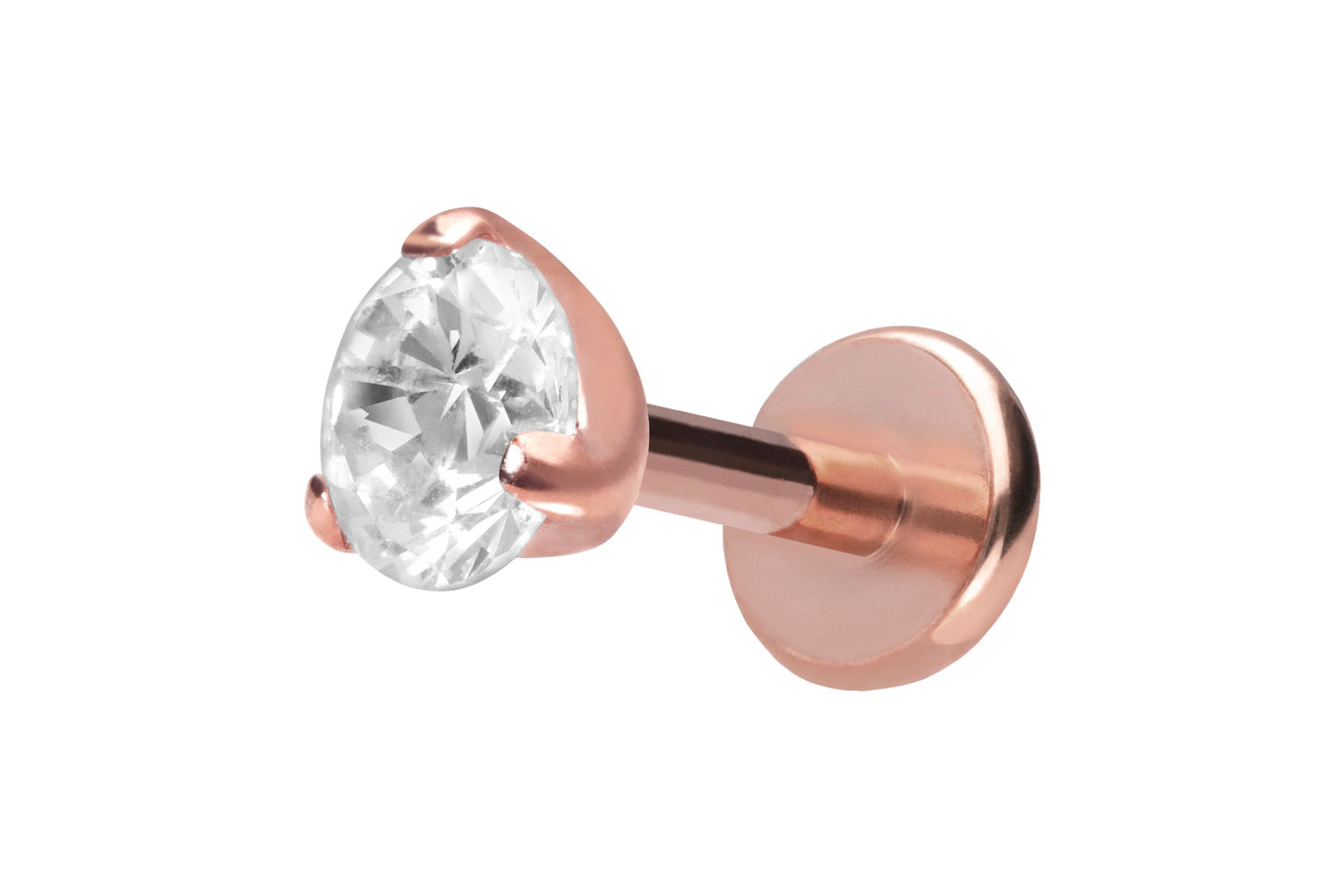 Titan Labret Piercing mit Push Fit EINGEFASSTER KRISTALL